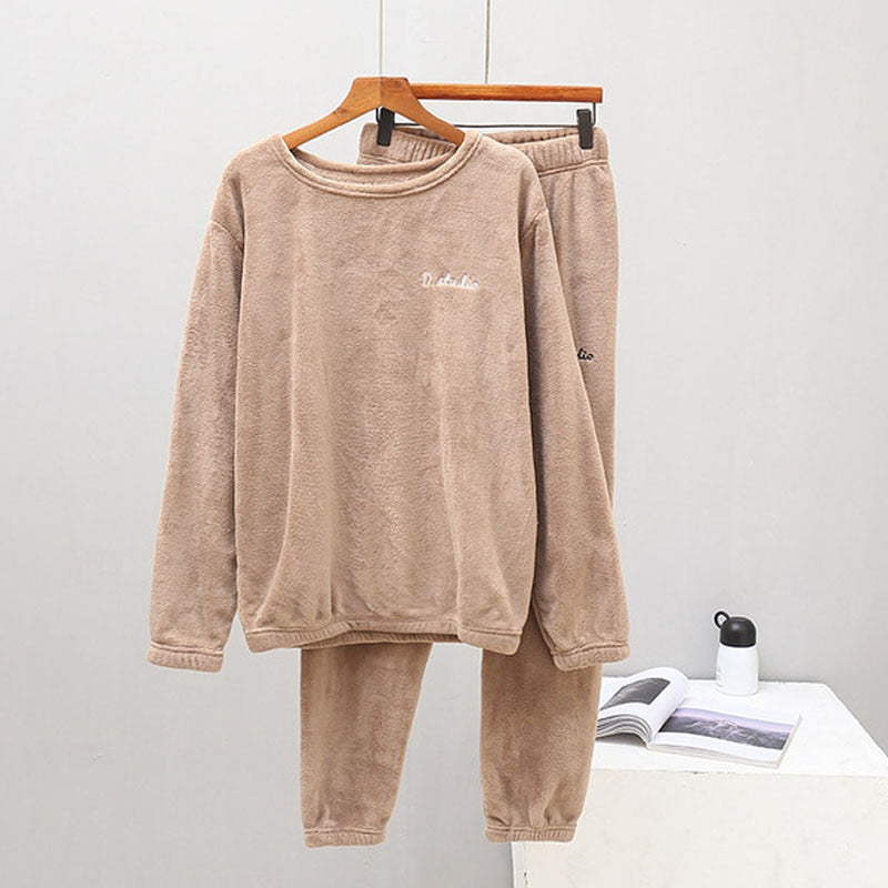 Warm Long-Sleeve and Long Pants Pyjama Set