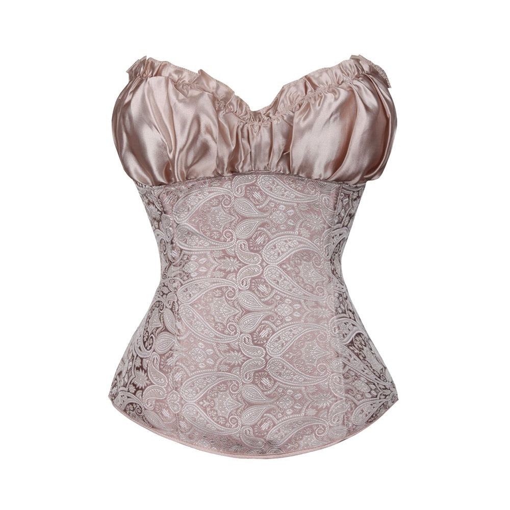Satin Patterned Corset Adjustable Premium Elegant