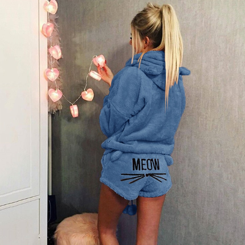 Fleece Hoodie Long-Sleeve Pyjama Set
