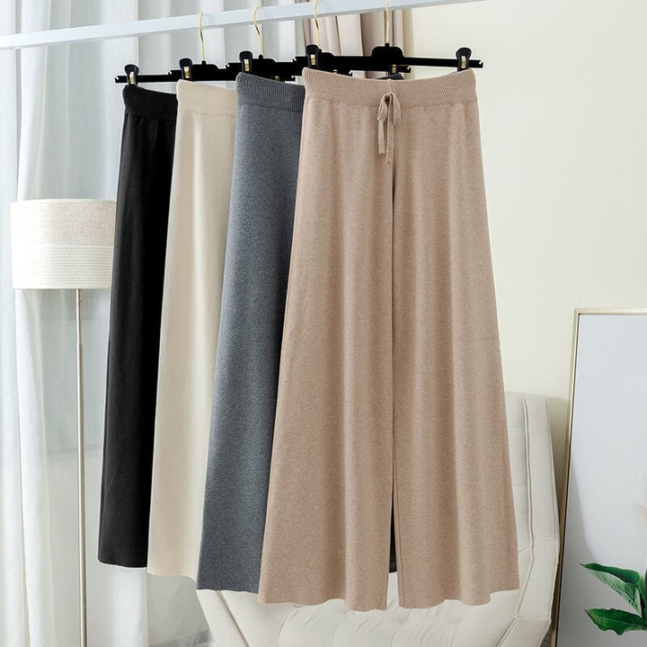 Knit Straight-Leg Tie-Waist Relaxed Pants Smooth