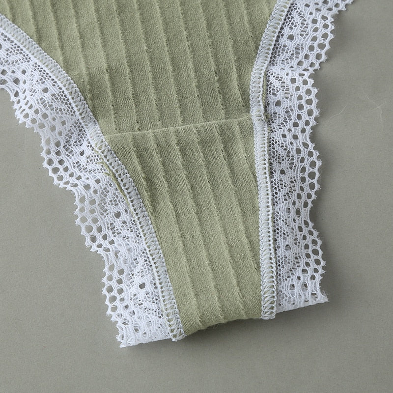 Cotton Lace Thong 3-Pack Low Rise Breathable