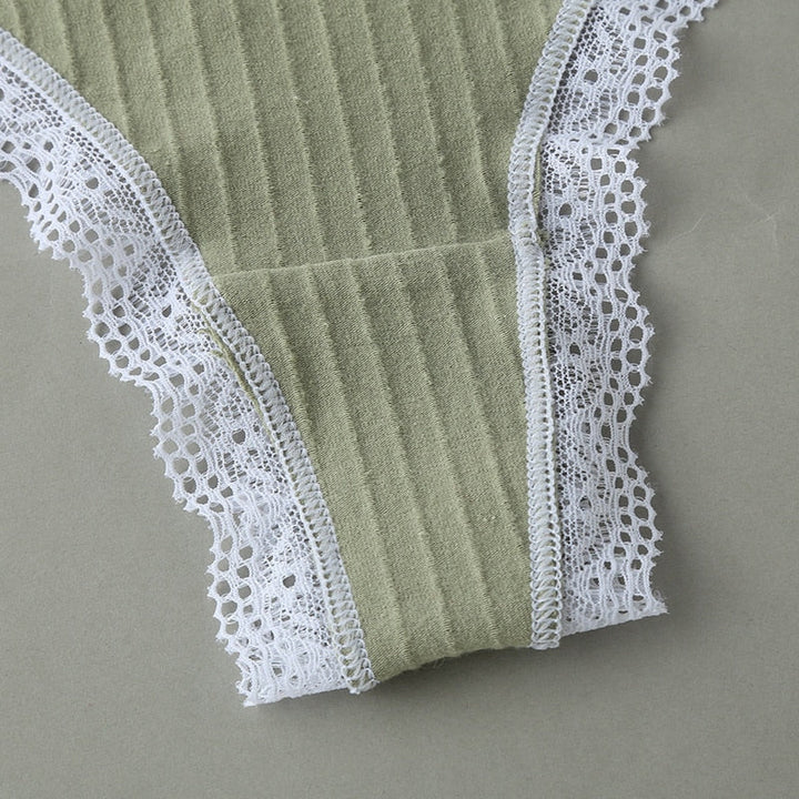 Cotton Lace Thong 3-Pack Low Rise Breathable
