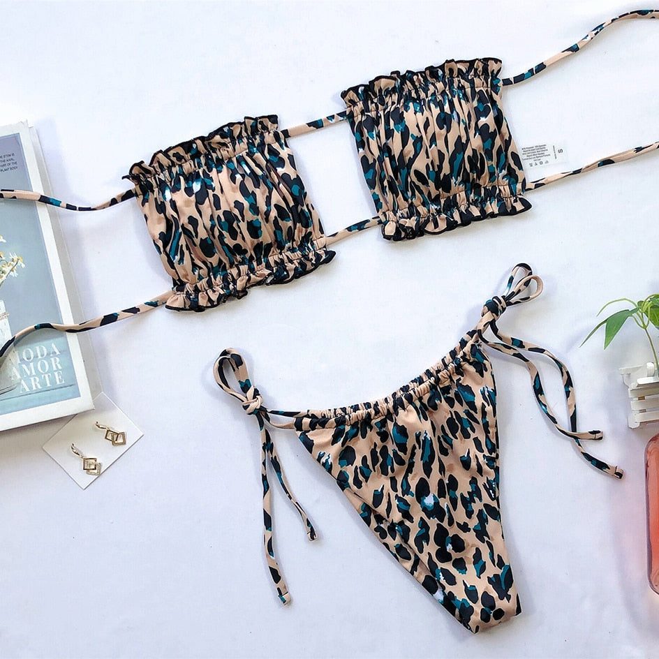 Strapless Ruffle Two-Piece Swimsuit