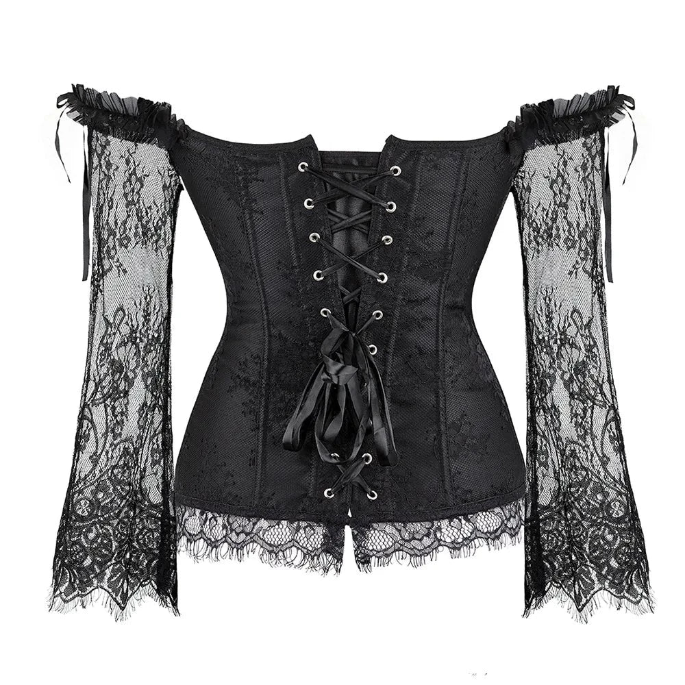 Lace Sleeve Decorative Adjustable Corset