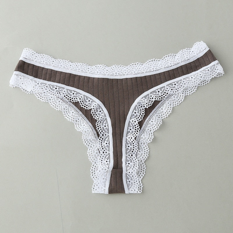 Cotton Lace Thong 3-Pack Low Rise Breathable