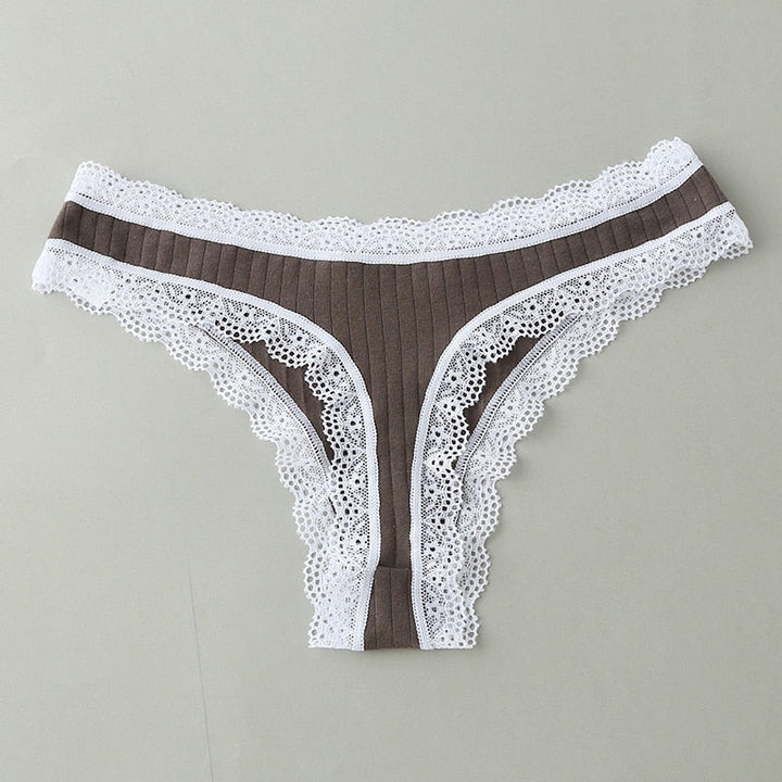 Cotton Lace Thong 3-Pack Low Rise Breathable