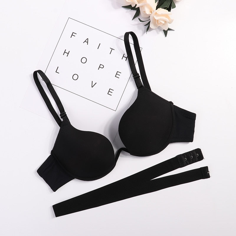 Low-Back Cut-Out Deep-Neckline Smooth Bra