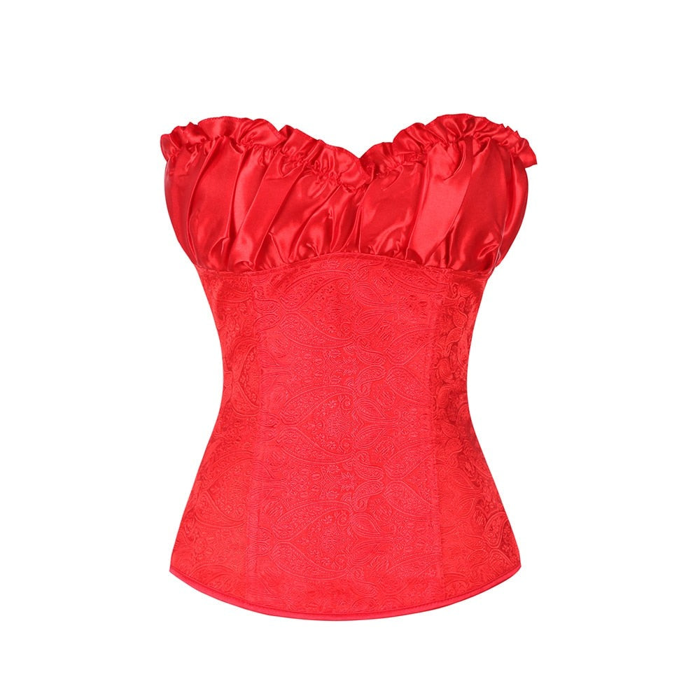 Satin Patterned Corset Adjustable Premium Elegant