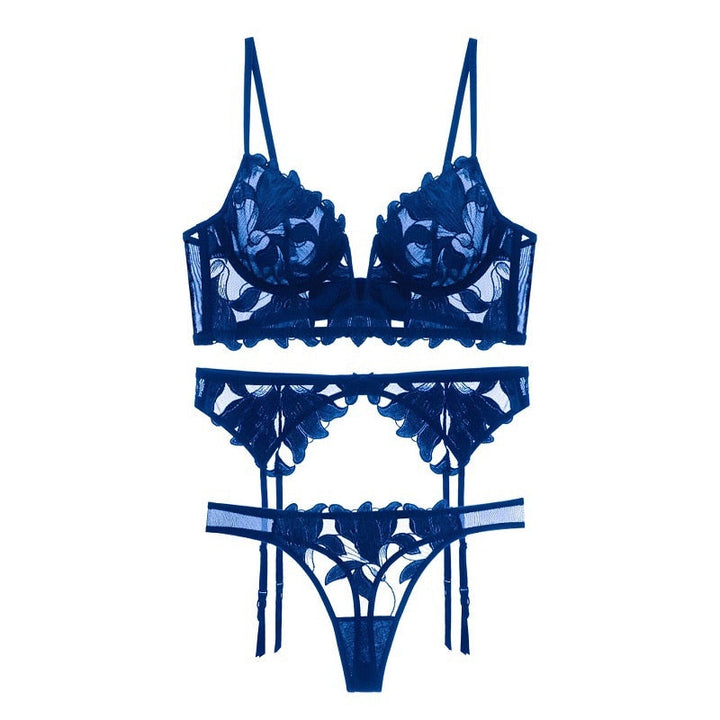 3-Piece Floral Lace Lingerie Set Adjustable Premium
