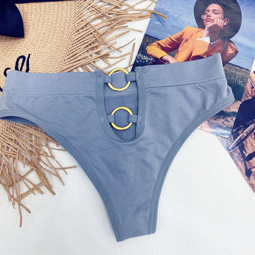 Wide-Waistband Ring-Detail Shaping Thong