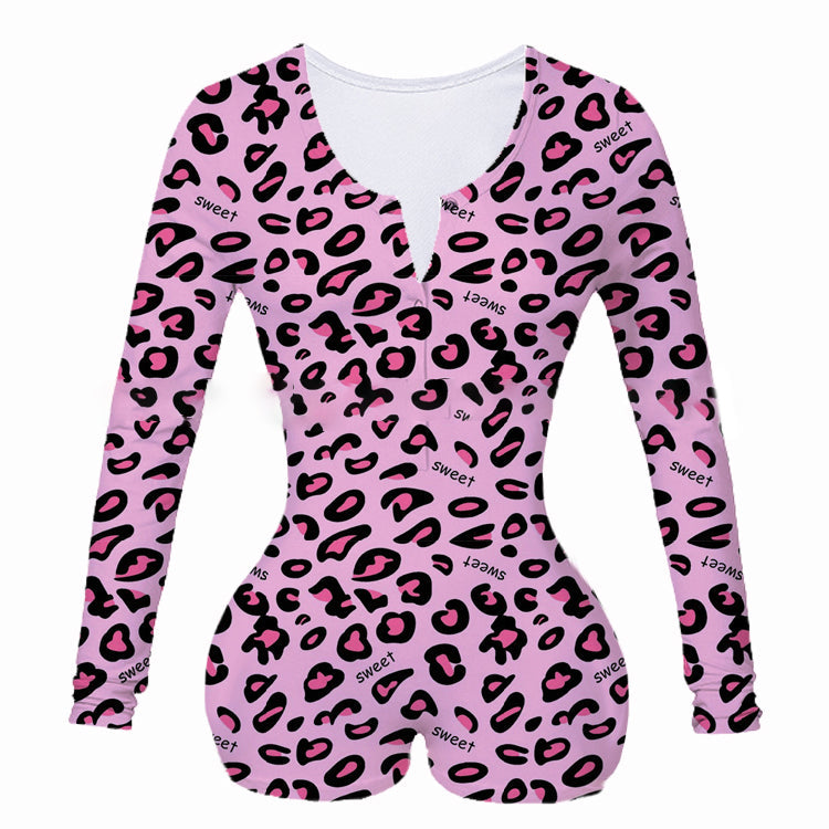 Long-Sleeve Button-Neck Pyjama Bodysuit