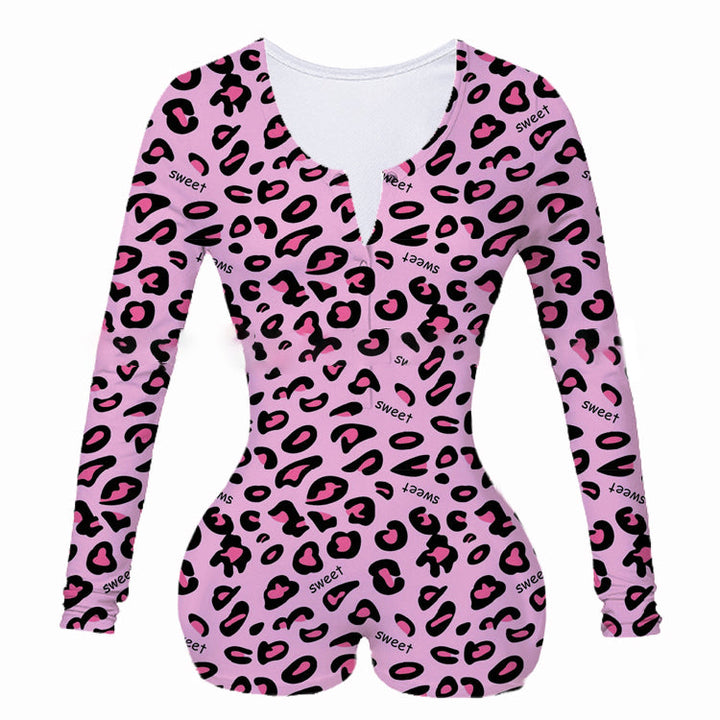 Long-Sleeve Button-Neck Pyjama Bodysuit