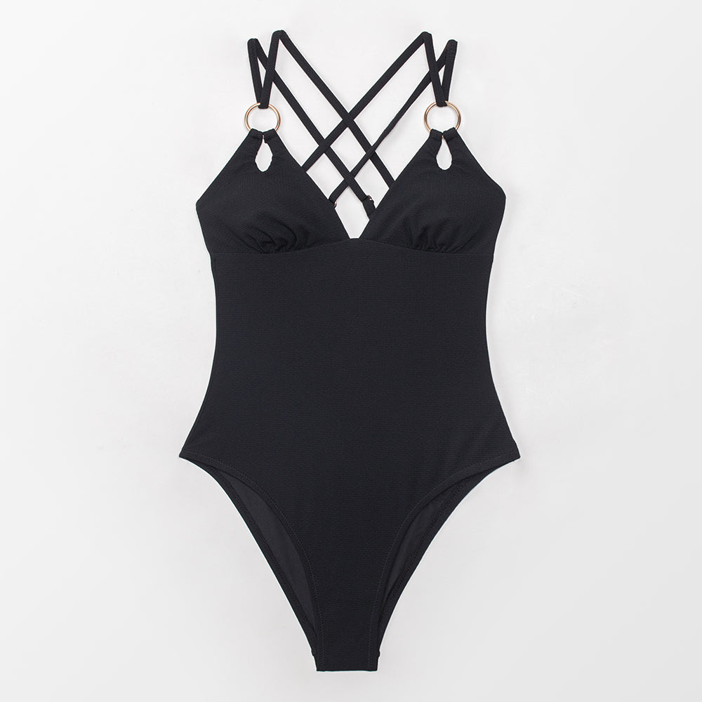 One-Piece Swimsuit Cross-Back Adjustable Soft Fabric