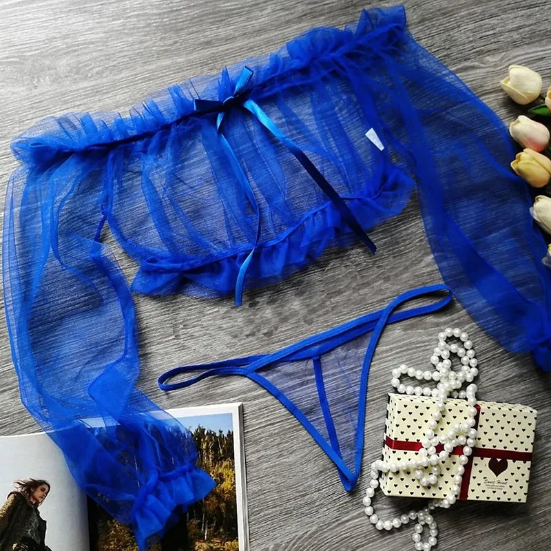 Spanish-Style Mesh Top and Thong Lingerie Set