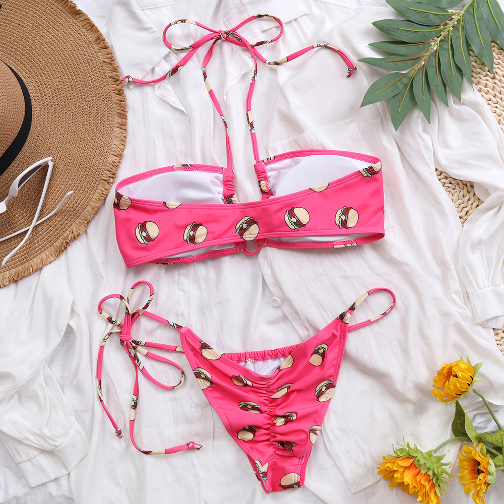 Printed Two-Piece Bikini Set Extended Strap Adjustment