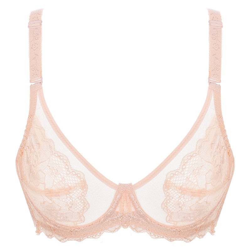 Embroidered Lace-Trim Adjustable Bra