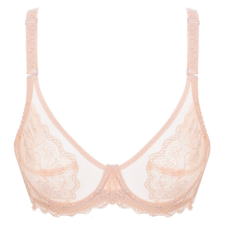 Embroidered Lace-Trim Adjustable Bra