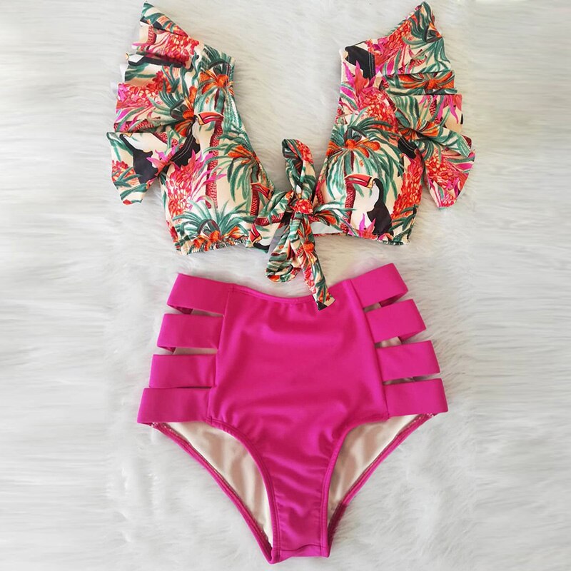 Bow-Tie High-Waist Two-Piece Swimsuit