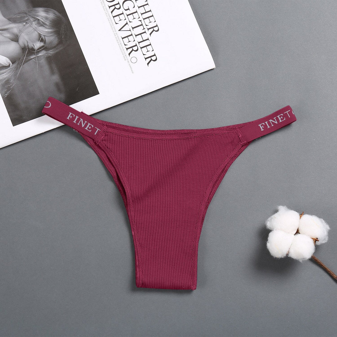 High-Waist Slim-Strap Ribbed Tanga Brief Fitted