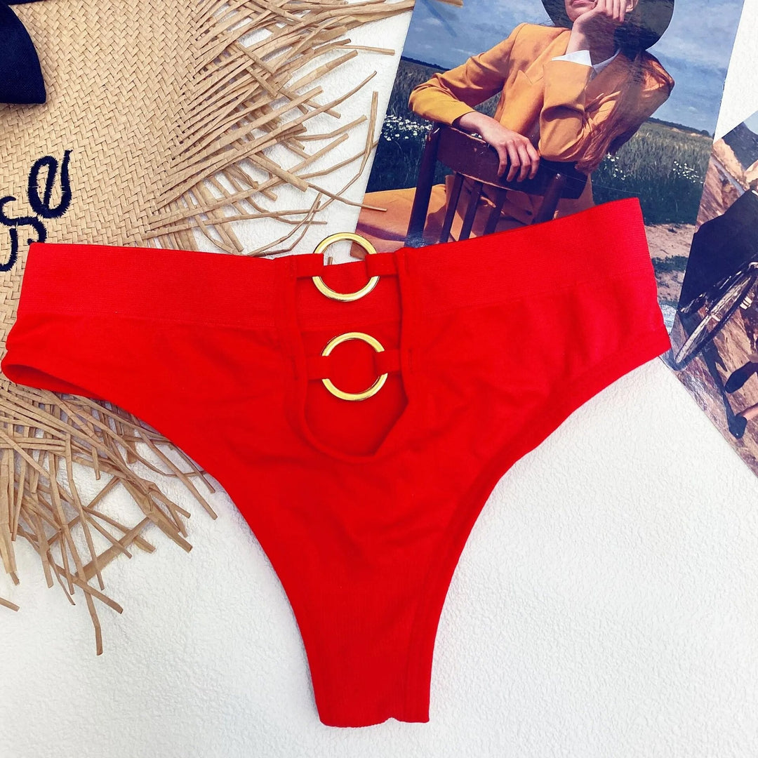 Wide-Waistband Ring-Detail Shaping Thong