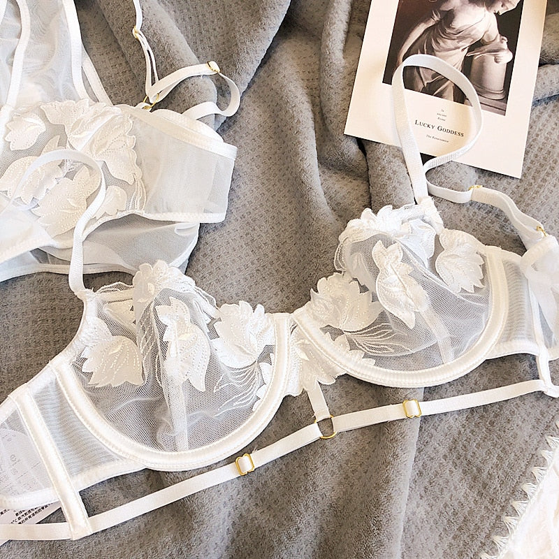 Lace Lingerie Set Decorative Straps Mesh