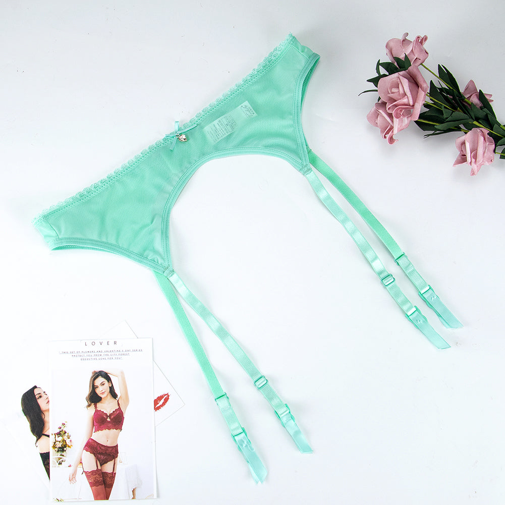 Lace-Trim Mesh Garter Belt Adjustable