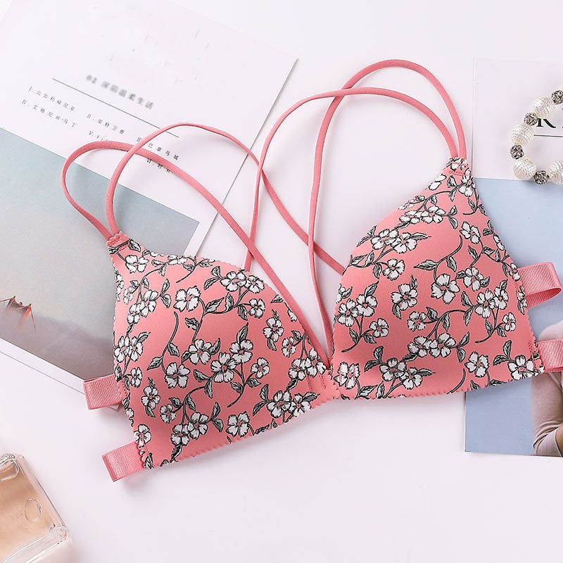 Front-Closure Push-Up Printed Bra