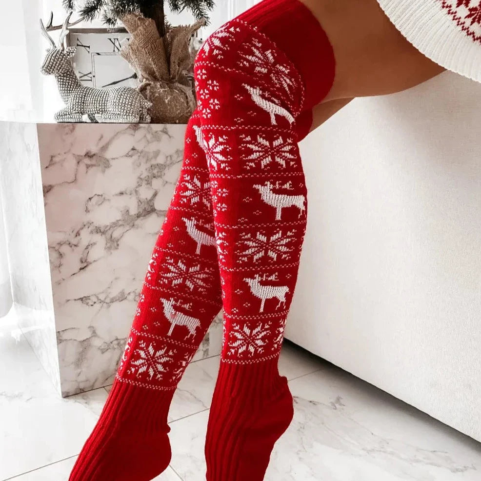 Christmas Cotton Polyester Over-the-Knee Socks