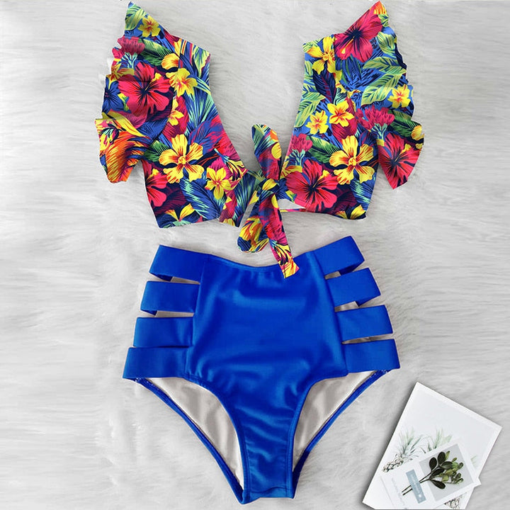 Bow-Tie High-Waist Two-Piece Swimsuit