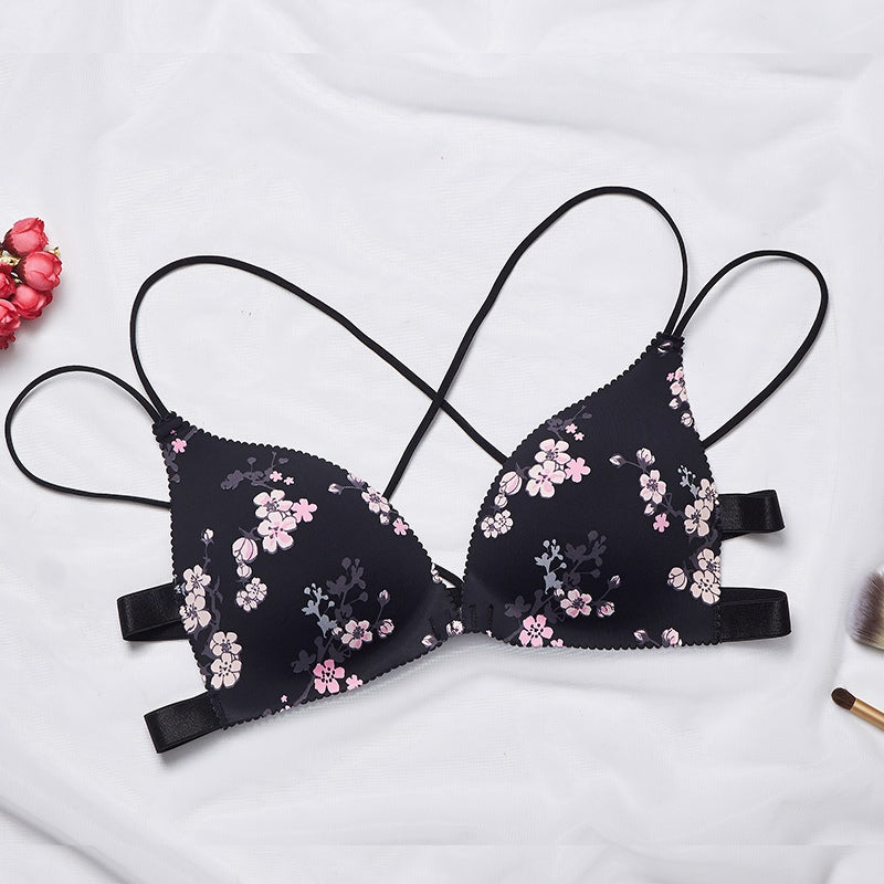 Front-Closure Push-Up Printed Bra