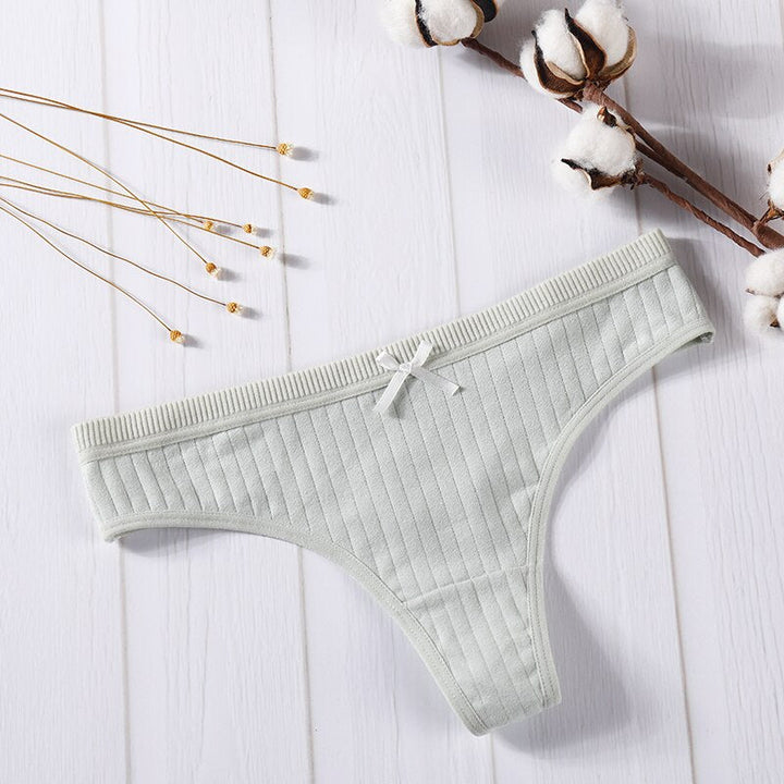 Elastic Waist Bow-Detail Comfort Thong
