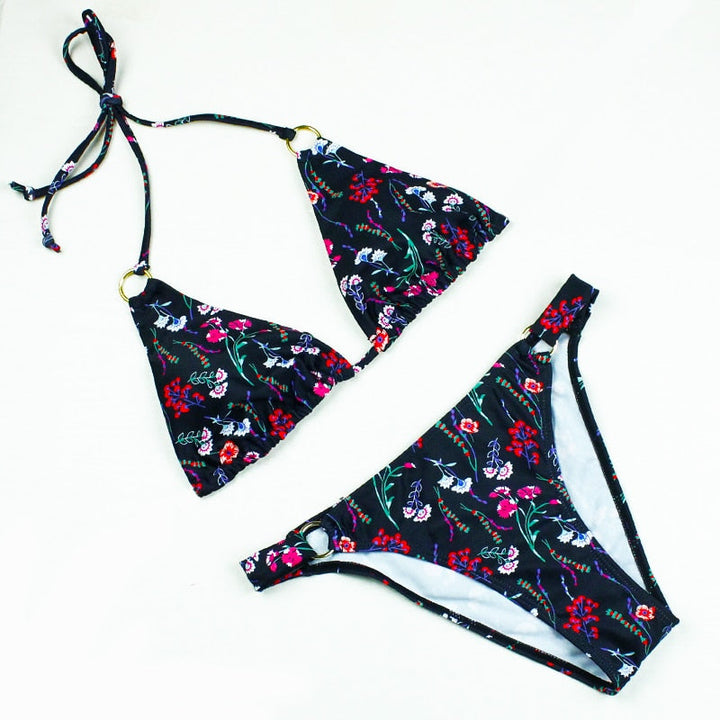 Halterneck Patterned Two-Piece Swimsuit