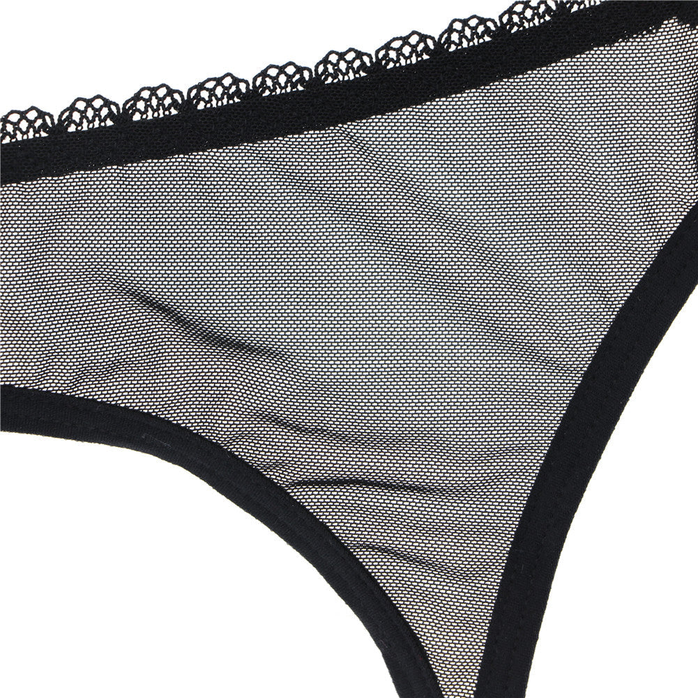 Lace-Trim Mesh Garter Belt Adjustable