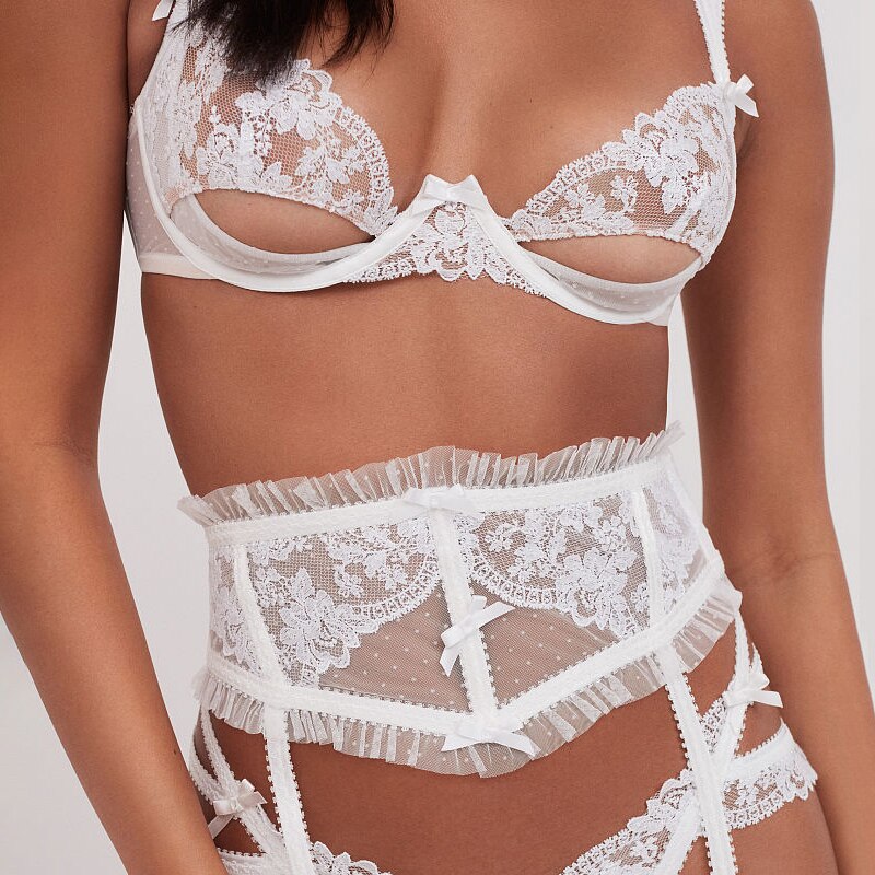 Lace-Trim Figure-Enhancing Lingerie Set