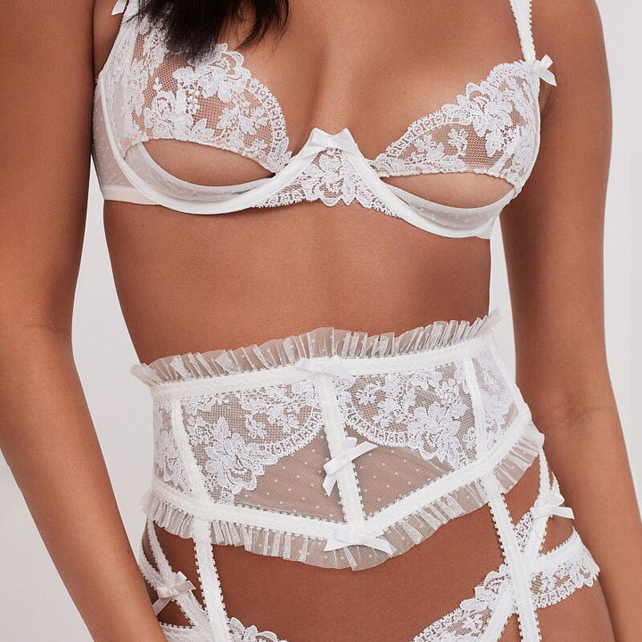 Lace-Trim Figure-Enhancing Lingerie Set