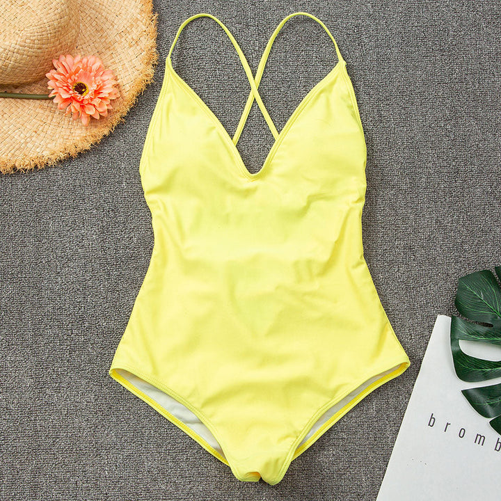 Back-Tie Figure-Enhancing One-Piece Swimsuit