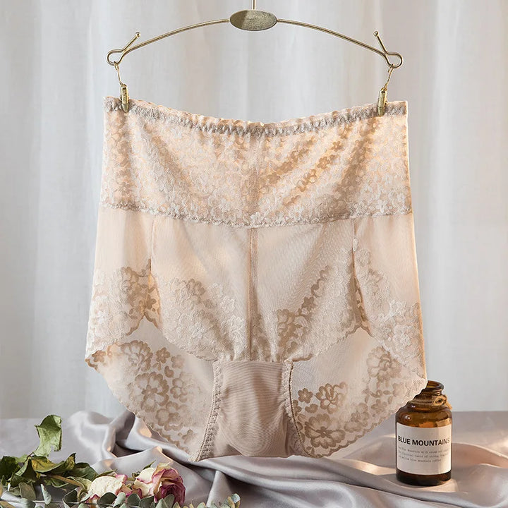 High-Waist Stretch Mesh Lace Plus-Size Panties