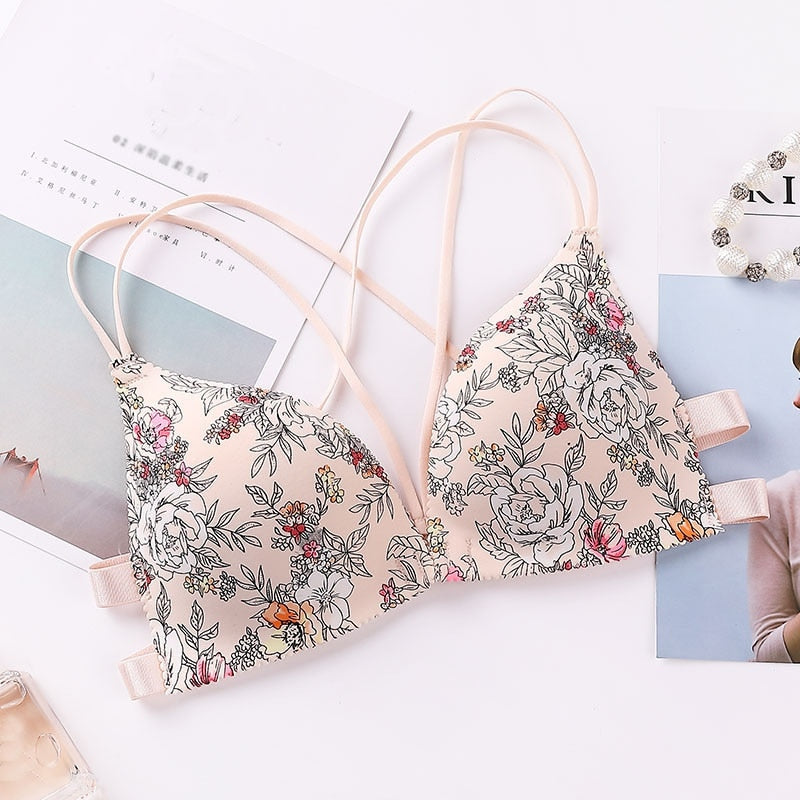Front-Closure Push-Up Printed Bra