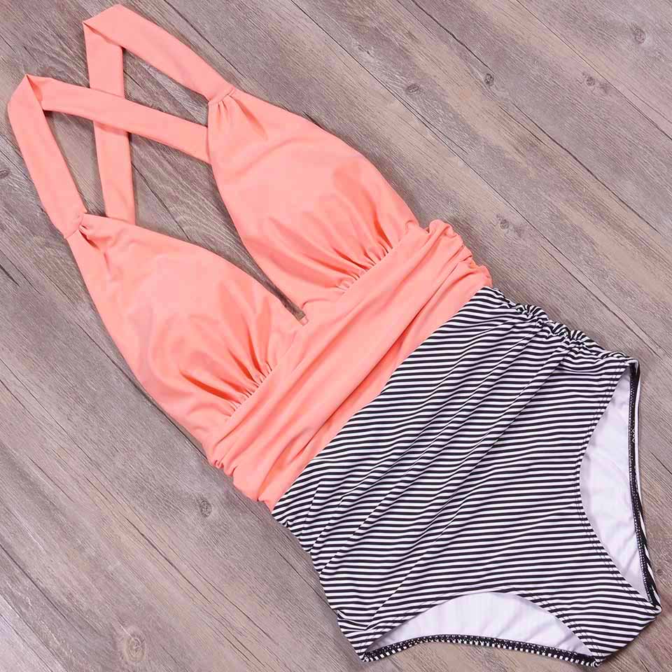 Deep-Neckline Classic One-Piece Swimsuit