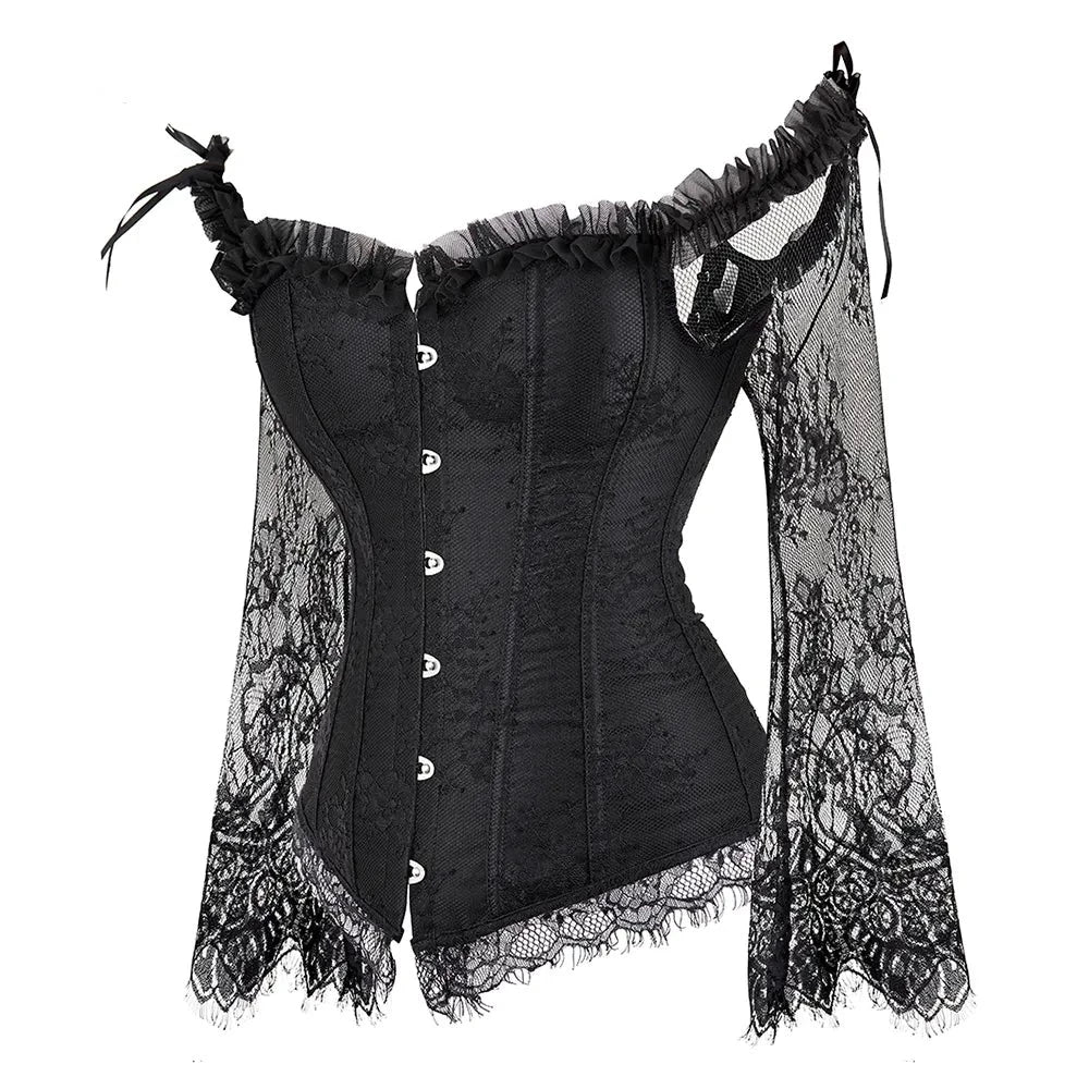 Lace Sleeve Decorative Adjustable Corset