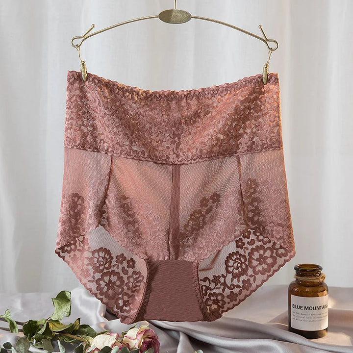 High-Waist Stretch Mesh Lace Plus-Size Panties