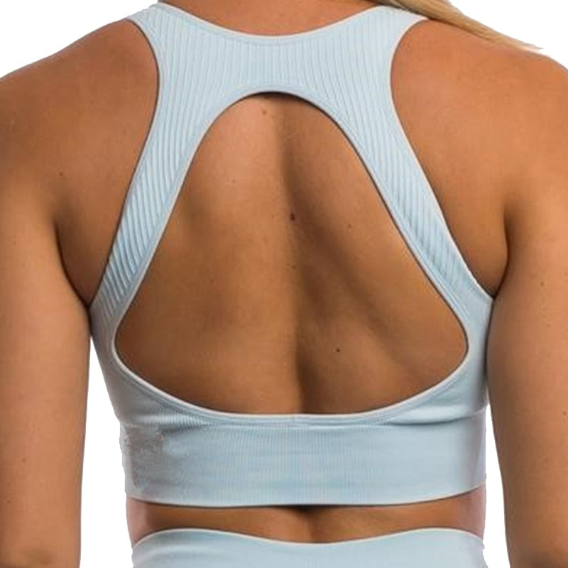 Open-Back Sports Bra Double-Layer Wide Straps