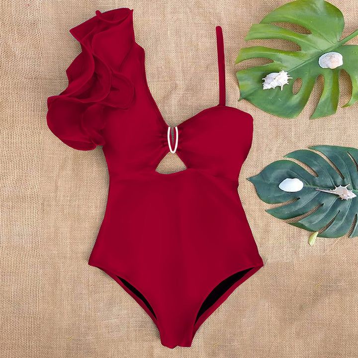 One-Piece Swimsuit Decorative Shoulder