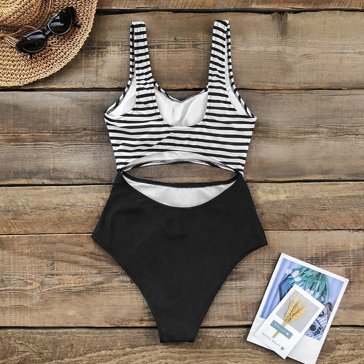 Striped Cut-Out One-Piece Swimsuit