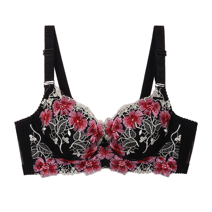 Decorative Embroidery Adjustable Bra