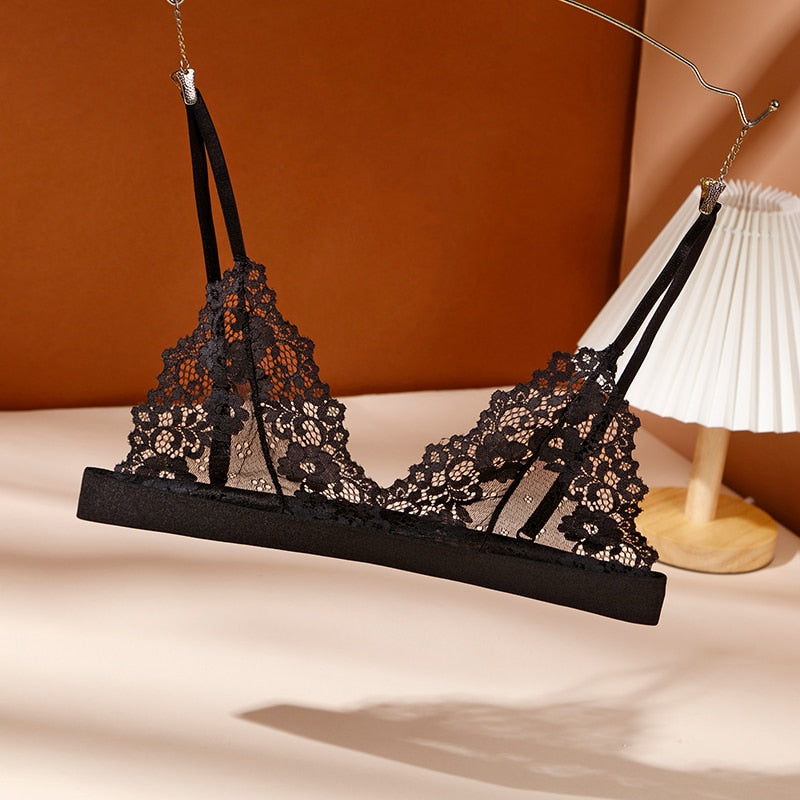Mesh Lace Wireless Bra Adjustable Straps Delicate