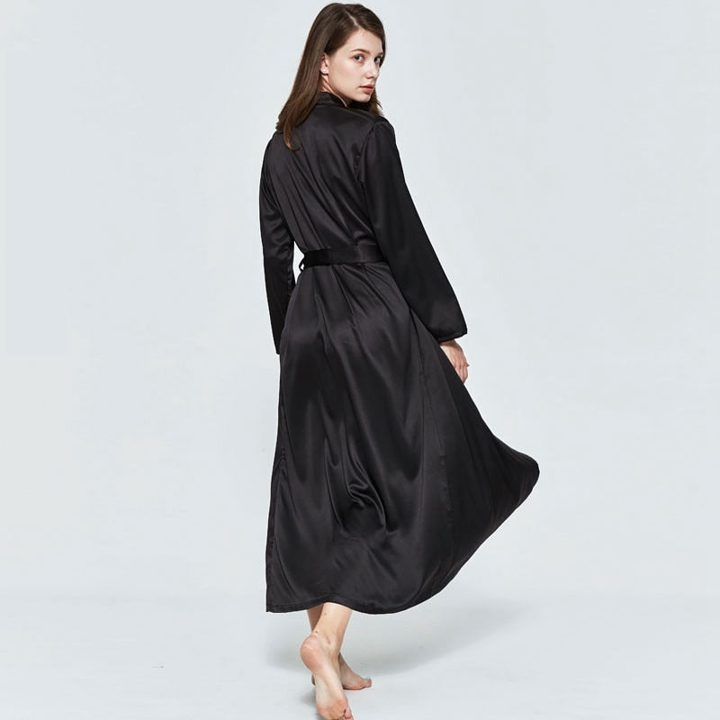 Long Satin Robe Viscose Spandex Comfort Fit