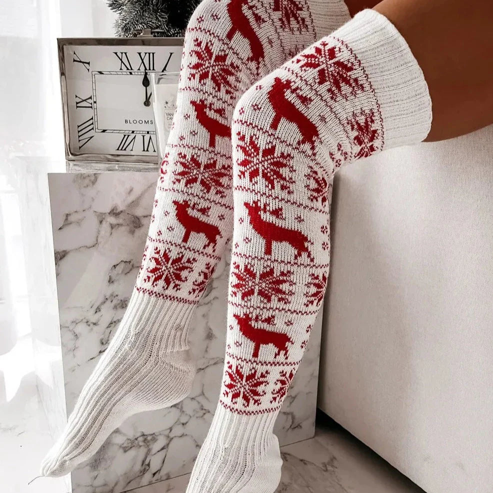 Christmas Cotton Polyester Over-the-Knee Socks