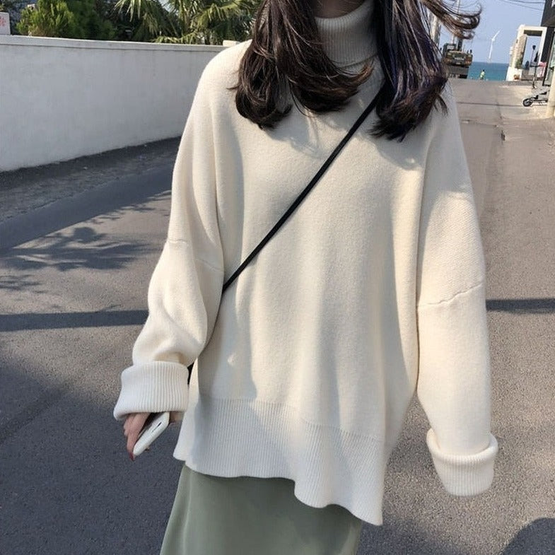 Oversized Turtleneck Knit Sweater