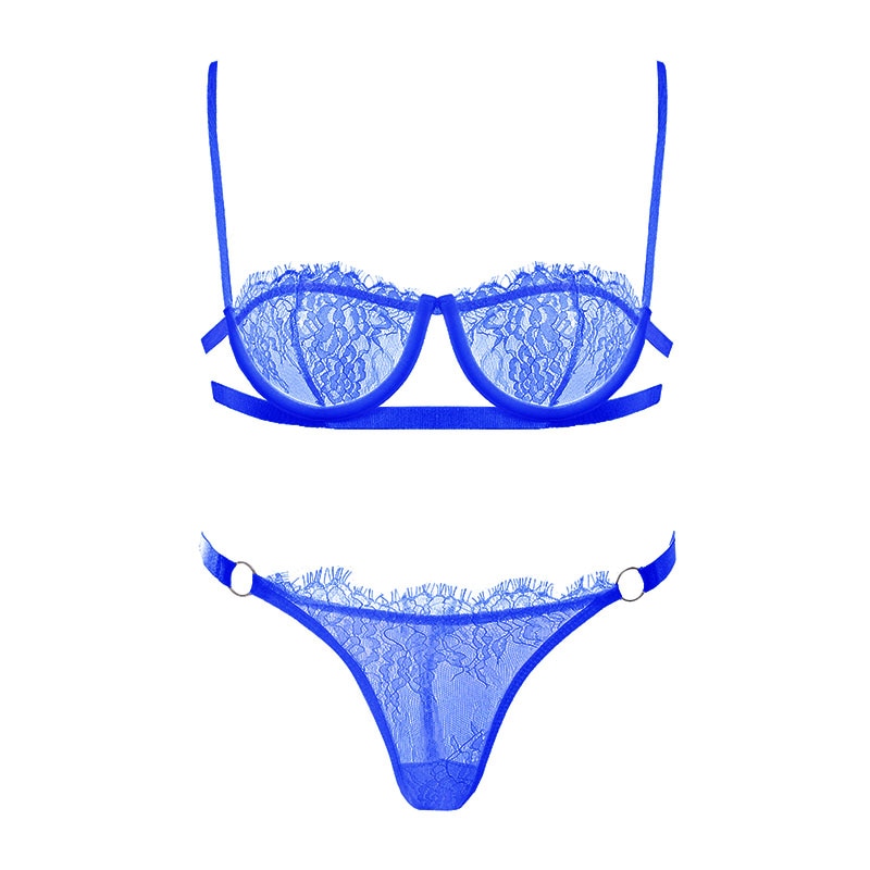 Lace Underbust Strap Bra and Panties Set